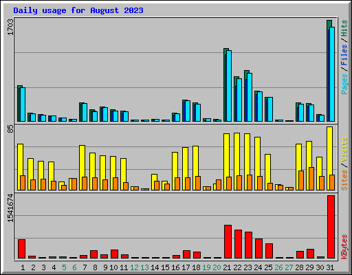 Daily usage for August 2023